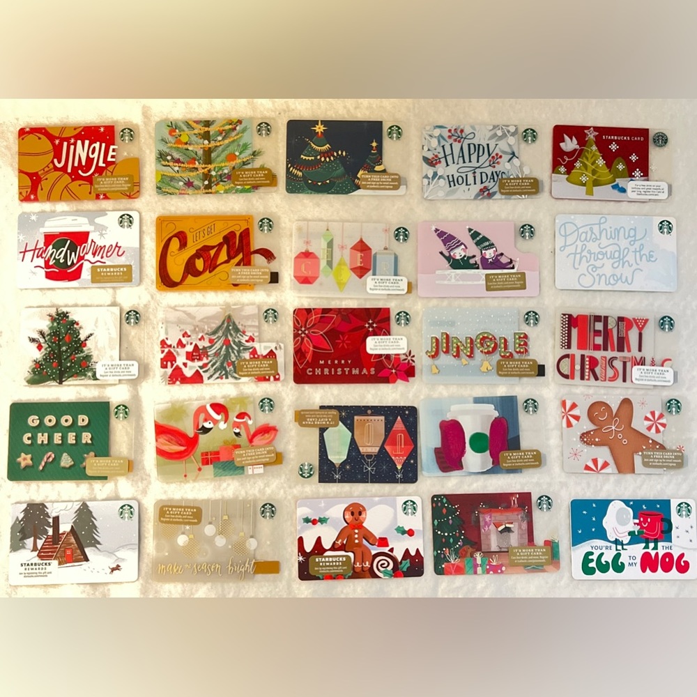 Lot of 25 New Starbucks Christmas Holiday Gift Cards, New, Never Used